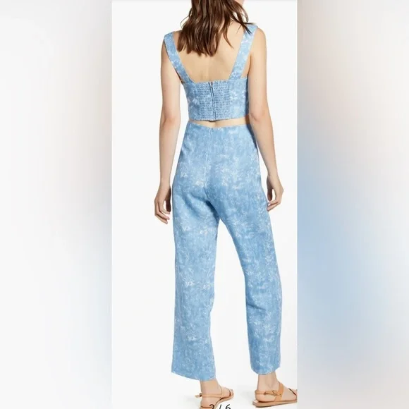 New! Reformation Mara 2–Piece Set Tie Dye Linen Cropped Top & Wide Leg 🩵 size 4 - Picture 3 of 16